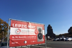 "Leipzig hört" war das Motto der Mitteldeutschen HiFi-Tage 2017. In der ganzen Stadt sowie in ganz Mitteldeutschland wurde mit Plakaten und Flyern auf die Veranstaltung aufmerksam gemacht.