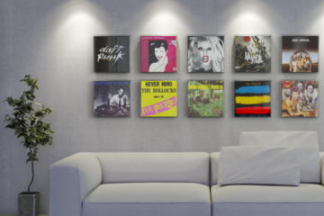 Magic Vinyl Display mit Schallplatten an der Wand