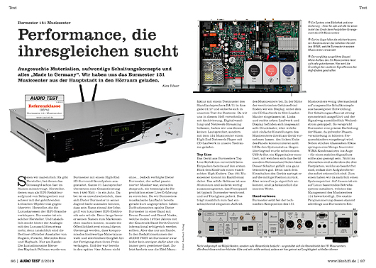 AUDIO TEST 03/19 - Seite 86/87 Burmester Musiccenter 151 Test