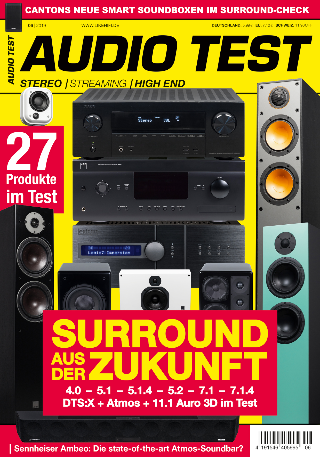 AUDIO TEST Ausgabe 6/19 Titelbild Cover Magazin Hifi Heft Highend Test Review Testmagazin Heimkino Surround Mehrkanal