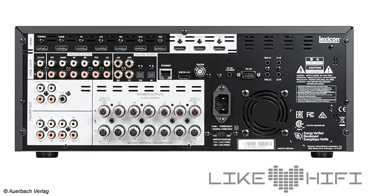 Test: Lexicon RV-6 AV-Receiver - Immersiver Surround Sound Receiver Review Anschlüsse Rear Back 