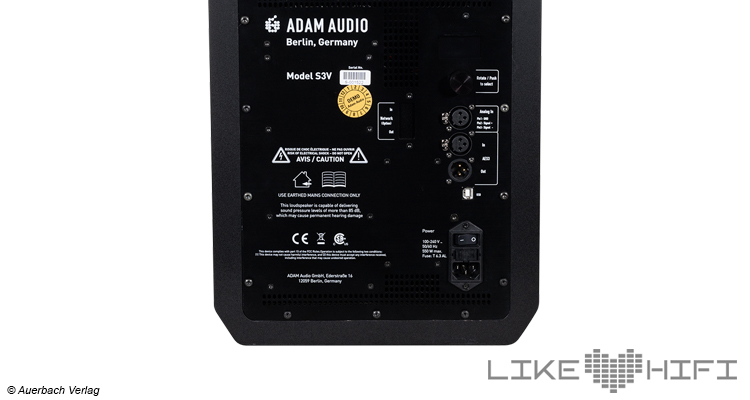 Adam Audio S3V Aktiver Studio Lautsprecher Monitor Aktivboxen Test Review Rückseite Rear Anschlüsse