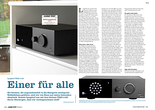 AUDIO TEST Ausgabe 05/21 Magazin HiFi Heft Verstärker Amps Stereo Auerbach Verlag Test Review Juni Lyngdorf Audio