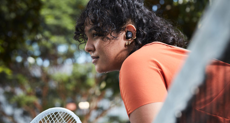 Sennheiser SPORT True Wireless female tennis player