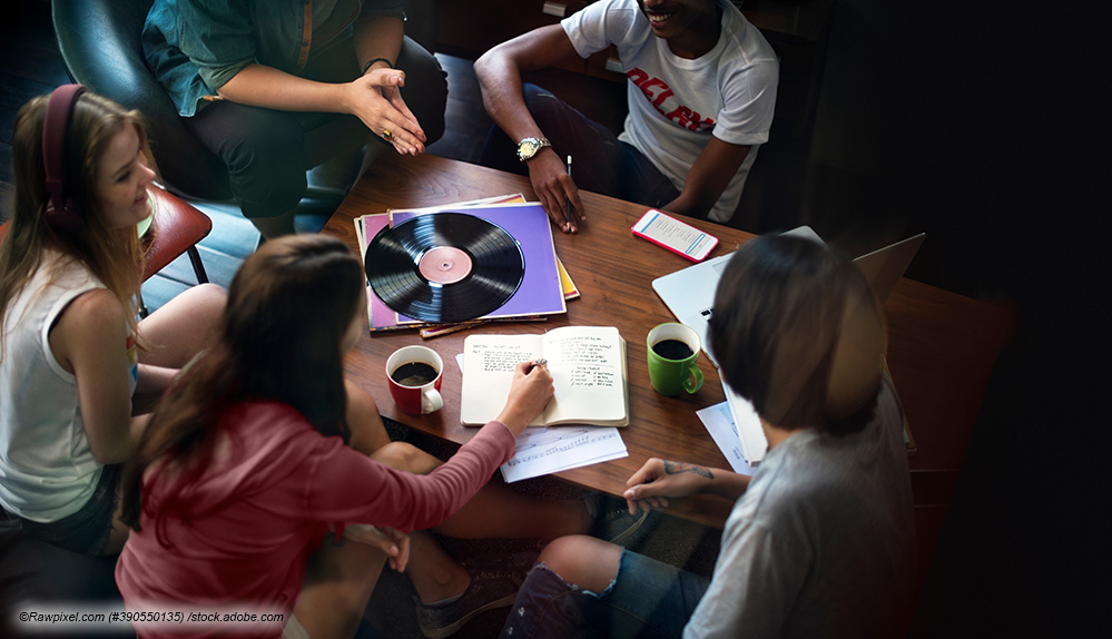 Group of a youth band having a rehearsal