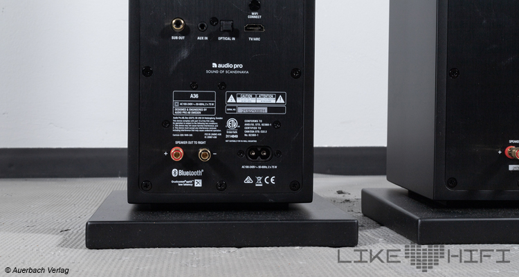 Audio Pro A38 - Anschlussterminal Test aktive Standlautsprecher Speaker Aktivlautsprecher