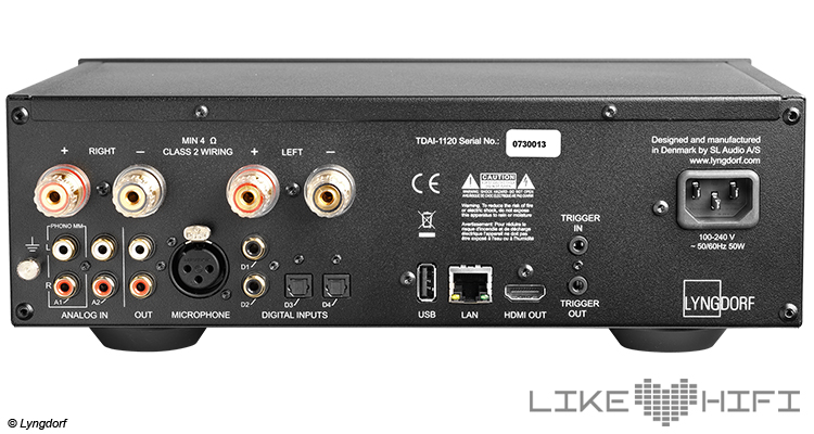 Lyngdorf TDAI-1120 High End Streaming Verstaerker Amp Rückseite Back Anschlüsse