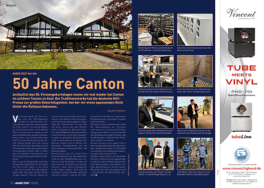 Canton Vor Ort 2022 AUDIO TEST Ausgabe 01 2023 Magazin HiFi Heft Lautsprecher  HiFi Test Review