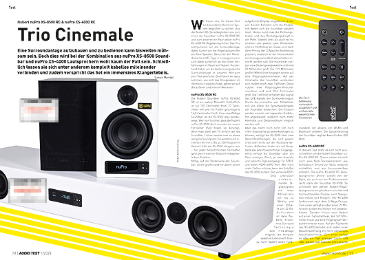 AUDIO TEST Ausgabe 01 2023 Magazin HiFi Heft Lautsprecher Nubert Heimkino HiFi Test Review