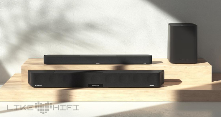 Sennheiser Ambeo Soundbar Max, Ambeo Soundbar Plus und Ambeo Subwoofer im Größenvergleich. (Bild: Sennheiser)