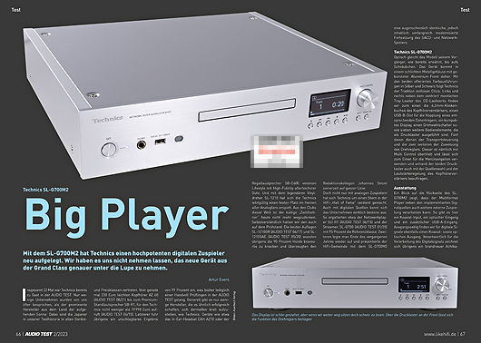 AUDIO TEST Ausgabe 02 2023 Magazin HiFi Heft Technics SL-G700M2 SACD-/CD-Netzwerkplayer Review HiFi