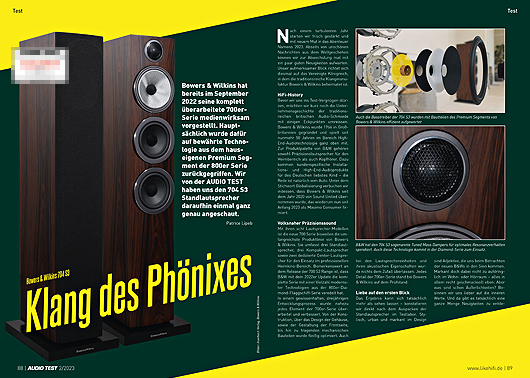 AUDIO TEST Ausgabe 02 2023 Magazin HiFi Heft Lautsprecher Bowers & Wilkins 704 S3 Review HiFi