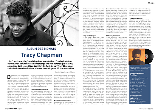 Tracy Chapman Album Monats AUDIO TEST Ausgabe 03 2023 Magazin HiFi Heft