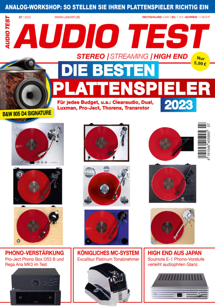 AUDIO TEST Ausgabe 07 2023 Titelbild Cover Magazin Plattenspieler