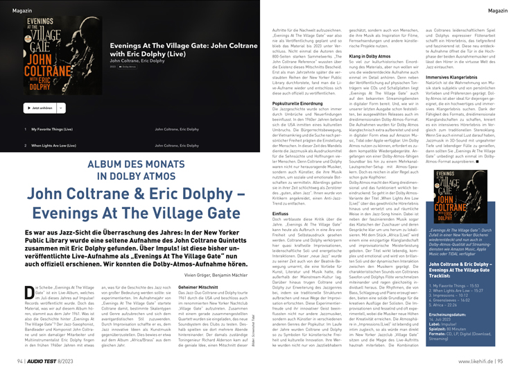 AUDIO TEST Ausgabe 08 2023 Magazin Album des Monats John Coltrane Eric Dolphy