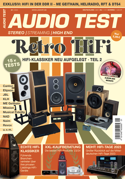AUDIO TEST Ausgabe 01 2024 Titelbild Cover Magazin HiFi Anlagen Retro Vintage