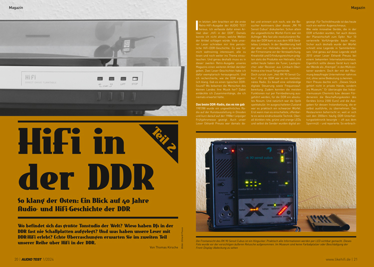 AUDIO TEST Ausgabe 01 2024 Magazin HiFi Retro DDR 