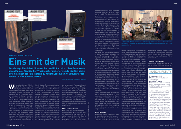 AUDIO TEST Ausgabe 01 2024 Magazin HiFi Retro Musical Fidelity A1 Verstärker