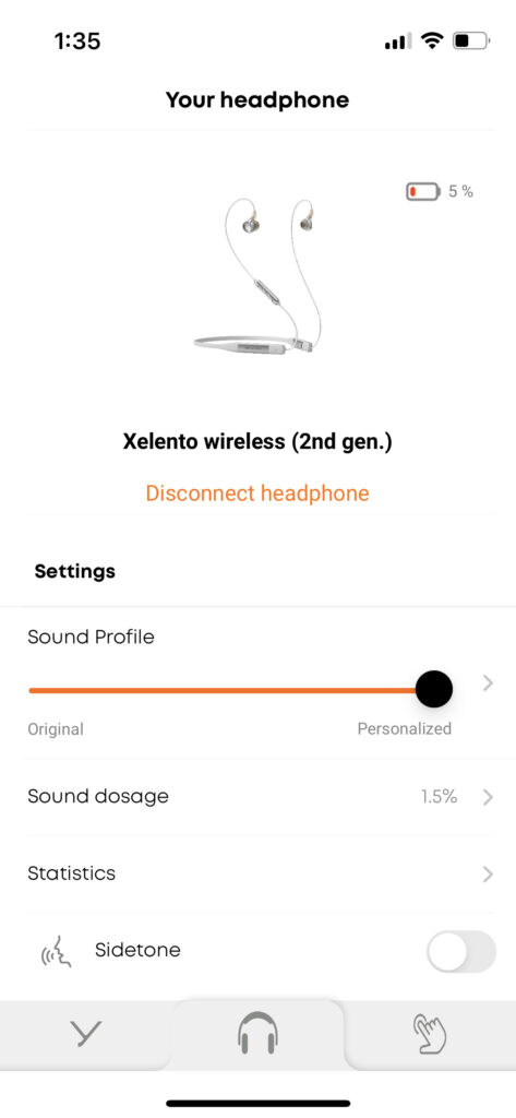 Beyerdynamic Xelento Wireless (2. Generation)  Screenshot der MIY-App