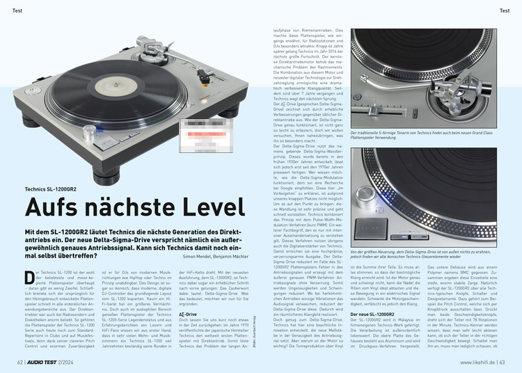 AUDIO TEST Ausgabe 02 2024 Magazin HiFi Technics SL1210GR2 Turntable Plattenspieler