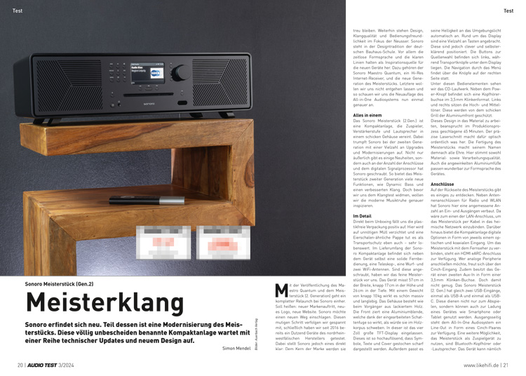 AUDIO TEST Ausgabe 03 2024 Magazin Sonoro Meisterstück