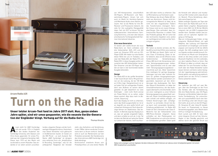 AUDIO TEST Ausgabe 03 2024 Magazin Arcam Radia A25