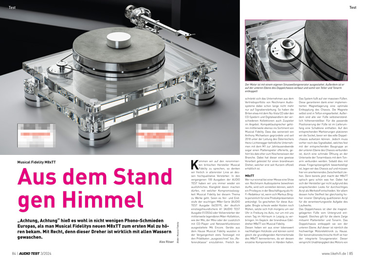 AUDIO TEST Ausgabe 03 2024 Magazin Lautsprecher Musical Fidelity M8xTT