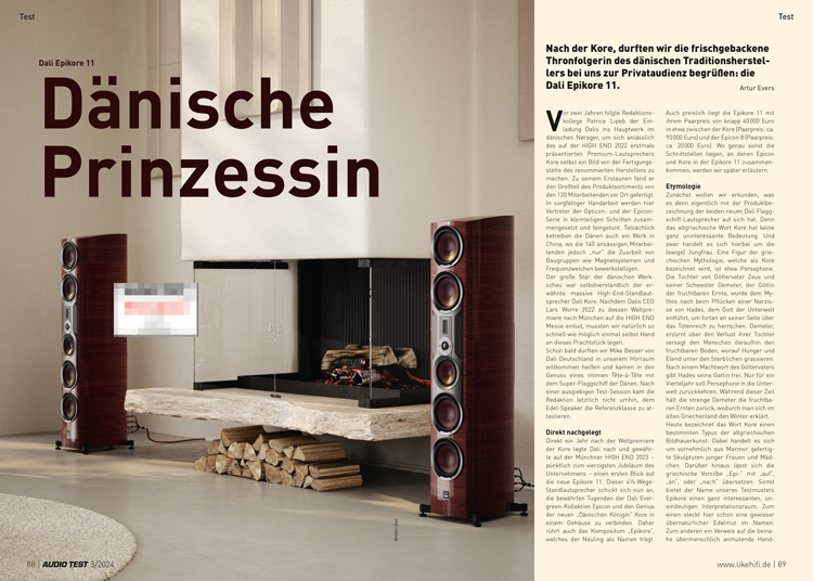 AUDIO TEST Ausgabe 03 2024 Magazin Lautsprecher Dali Epikore 11