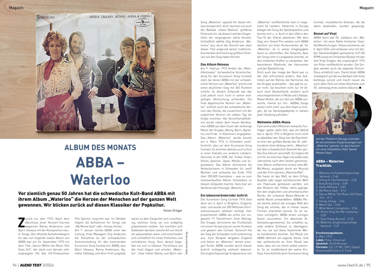 AUDIO TEST Ausgabe 03 2024 Magazin Abba Waterloo