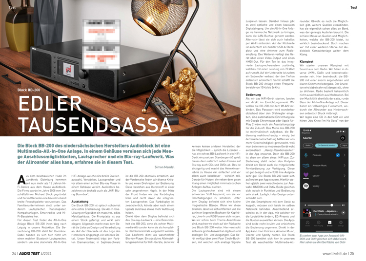 AUDIO TEST Ausgabe 04 2024 Magazin Block BB-200 Anlage