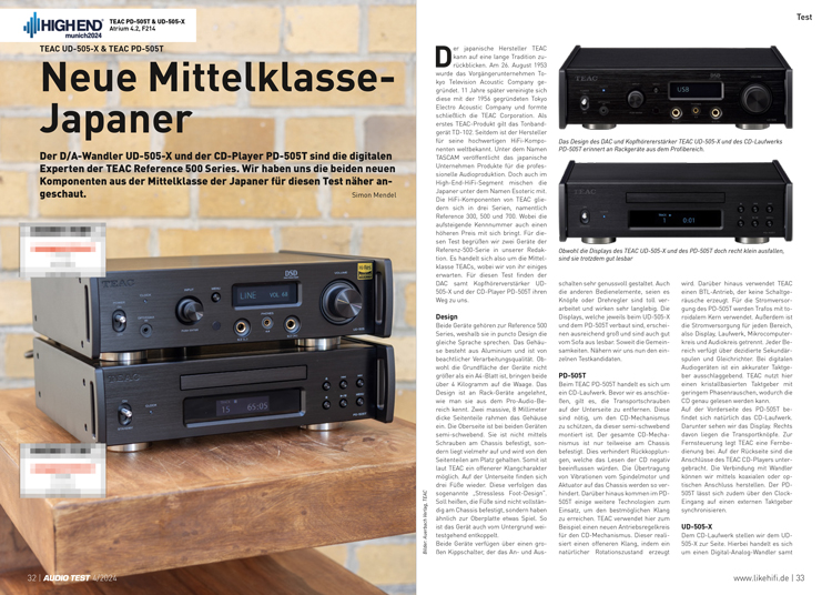 AUDIO TEST Ausgabe 04 2024 Magazin TEAC 500 Reference Series