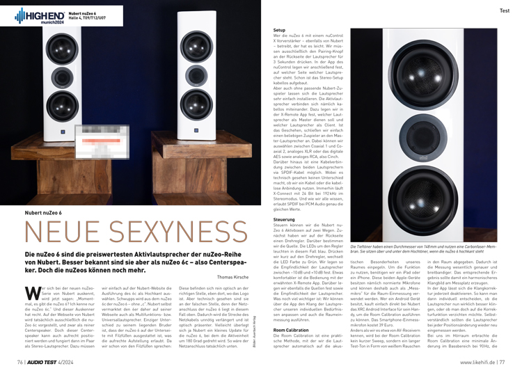 AUDIO TEST Ausgabe 04 2024 Magazin Lautsprecher Nubert nuzeo 6