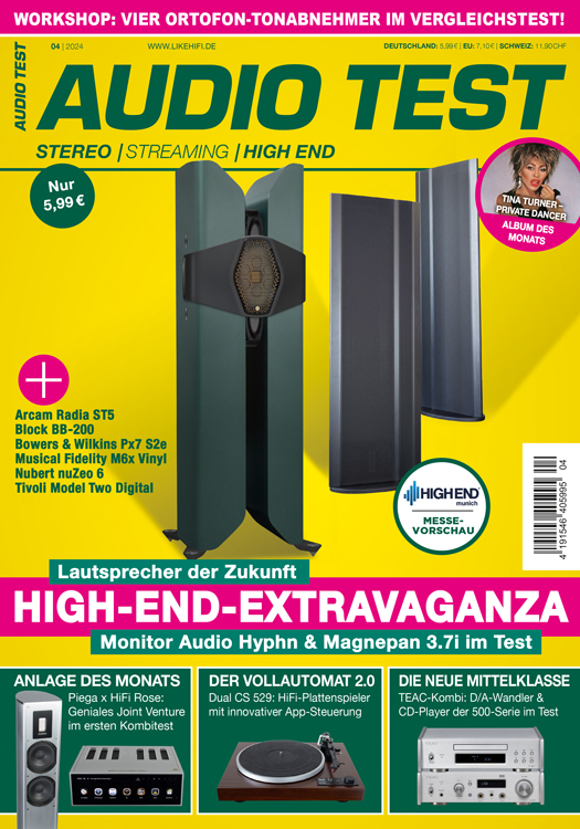 AUDIO TEST Ausgabe 04 2024 Titelbild Cover Magazin HiFi Lautsprecher High End
