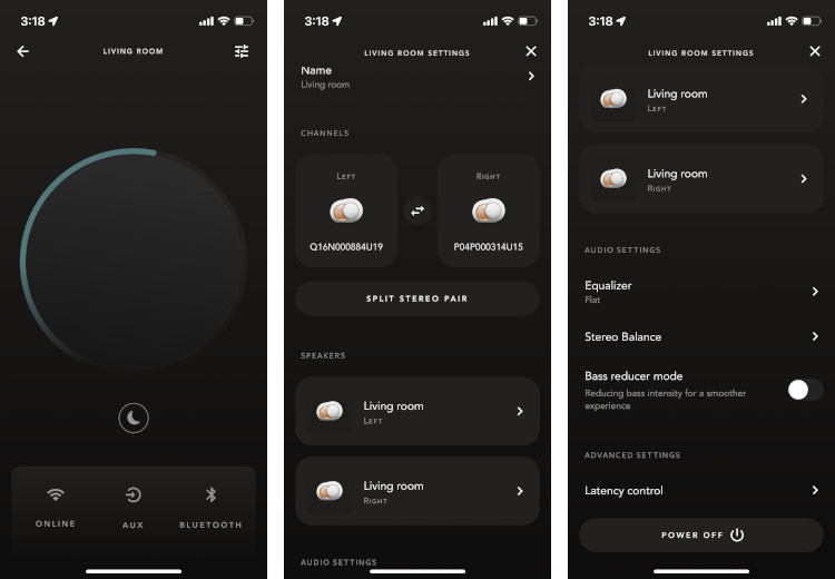 Screenshots der Devialet App