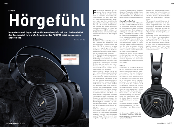 AUDIO TEST Ausgabe 05 2024 Magazin Kopfhörer Fiio FT5