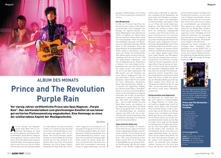 AUDIO TEST Ausgabe 05 2024 Magazin Prince Purple Rain