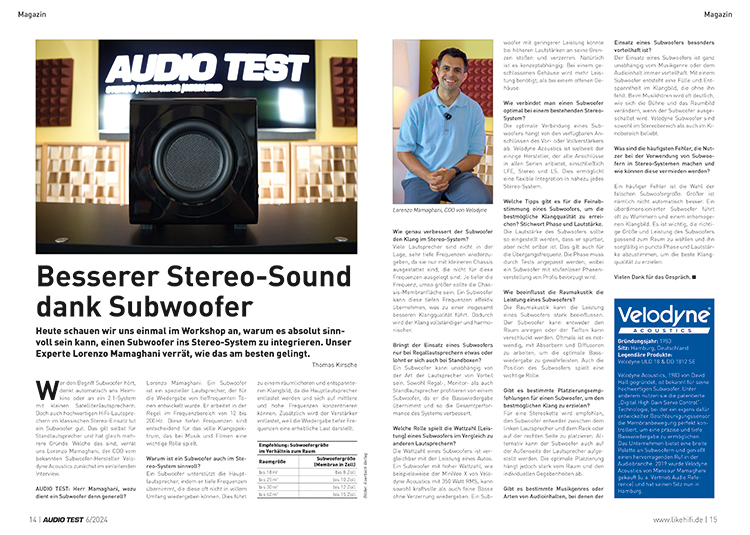 AUDIO TEST Ausgabe 06 2024 Velodyne Subwoofer Workshop