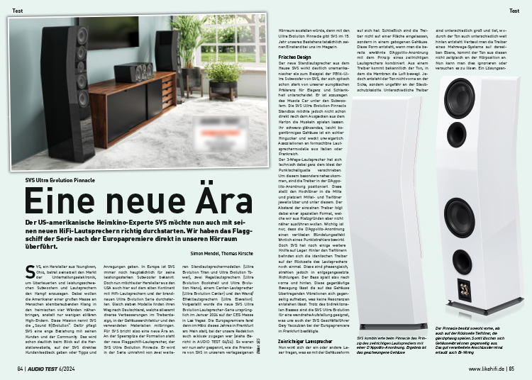 AUDIO TEST Ausgabe 06 2024 Magazin SVS Ultra Evolution Pinnacle Lautsprecher Standbox
