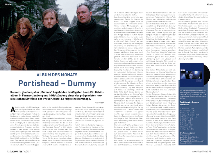 AUDIO TEST Ausgabe 06 2024 Magazin Portishead Dummy