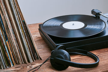 Schallplatte Vinyl Kopfhörer Plattenspieler