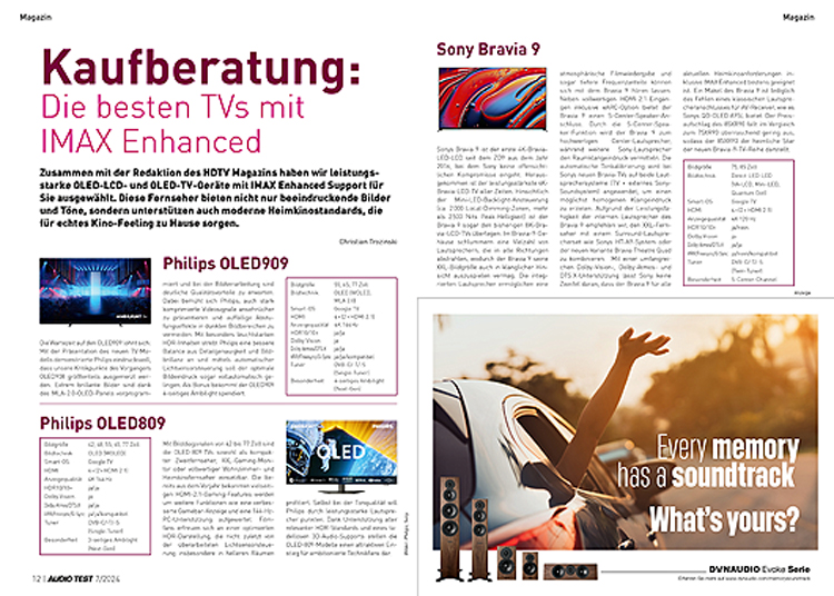 AUDIO TEST Ausgabe 07 2024  Workshop TV Kaufberatung Fernseher