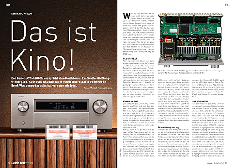 AUDIO TEST Ausgabe 07 2024 Magazin Denon AVC-X6800H