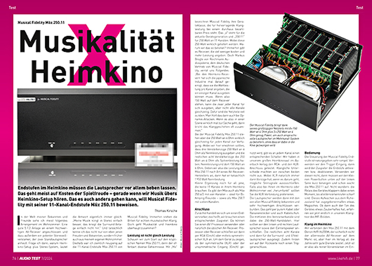 AUDIO TEST Ausgabe 07 2024 Magazin Musical Fidelity M6x 250.11