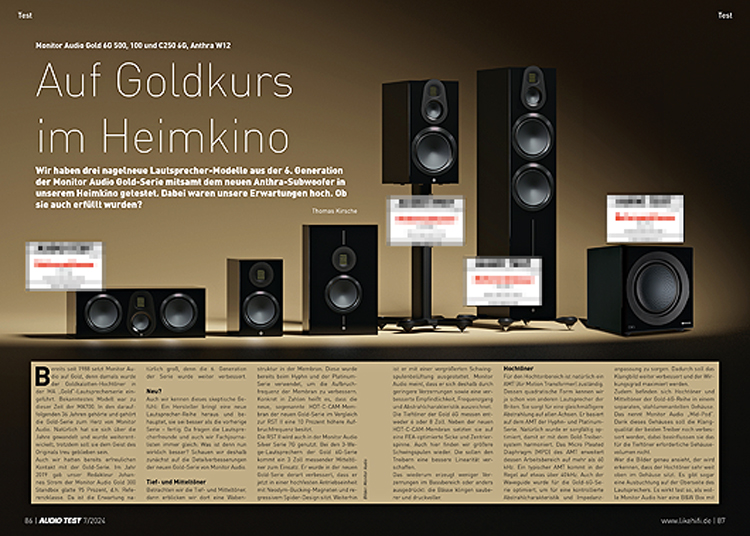 AUDIO TEST Ausgabe 07 2024 Magazin Monitor Audio Gold 5.1 Set