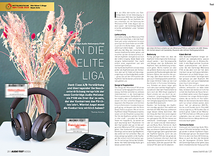 AUDIO TEST Ausgabe 08 2024 Magazin Cambridge Audio Melomania P100
