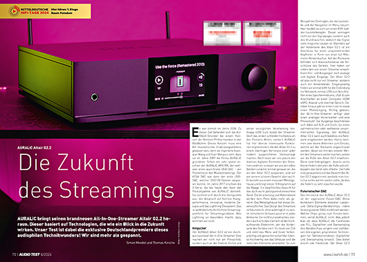 AUDIO TEST Ausgabe 08 2024 Magazin Auralic Altair G2.2