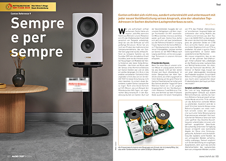 AUDIO TEST Ausgabe 08 2024 Magazin Canton Reference 9