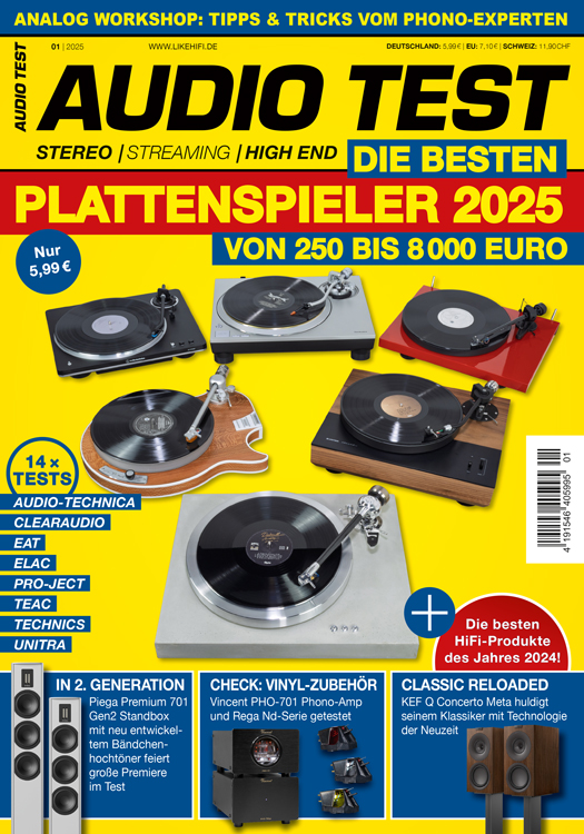Audio Test Magazin 01 2025 Dezember Januar Plattenspieler High End HiFi Cover Titelbild