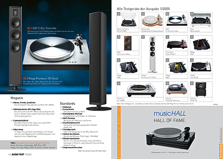AUDIO TEST Ausgabe 08 2024 Magazin Inhalt High End Lautsprecher Boxen Plattenspieler