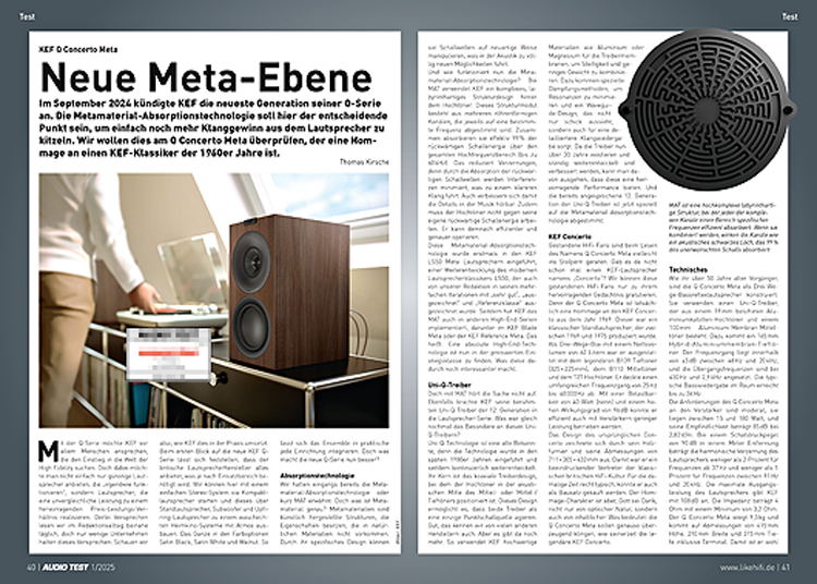 AUDIO TEST Ausgabe 01 2025 Magazin KEF Q Concerto Meta